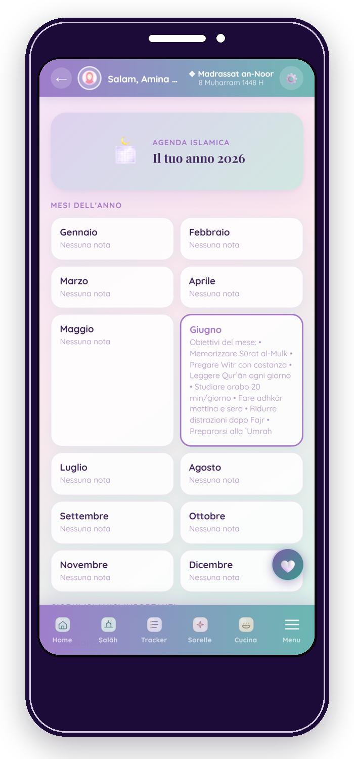 Agenda e calendario annuale di Noor Planner