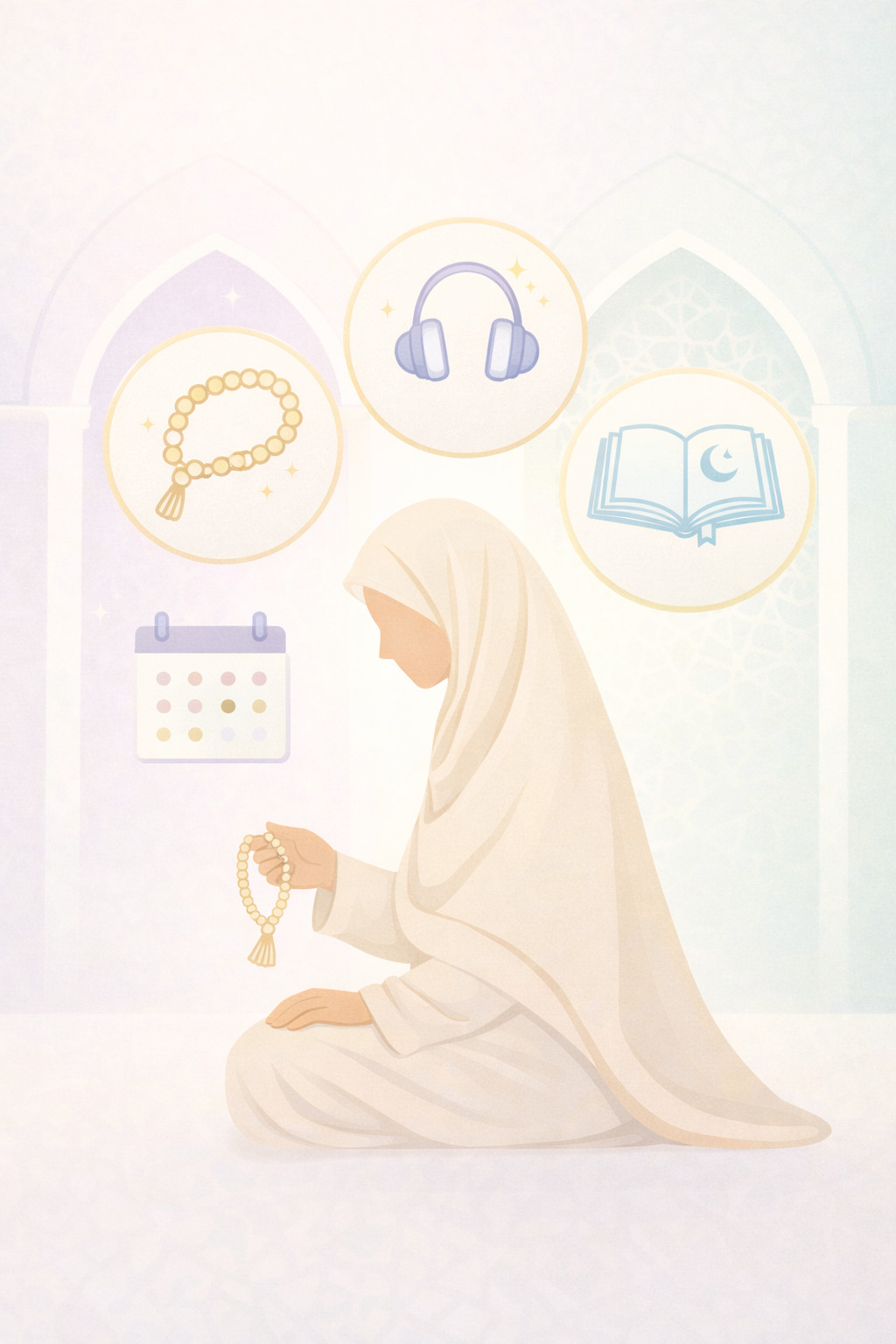 Illustrazione delicata: continuità spirituale per le sorelle nei giorni di ḥayḍ