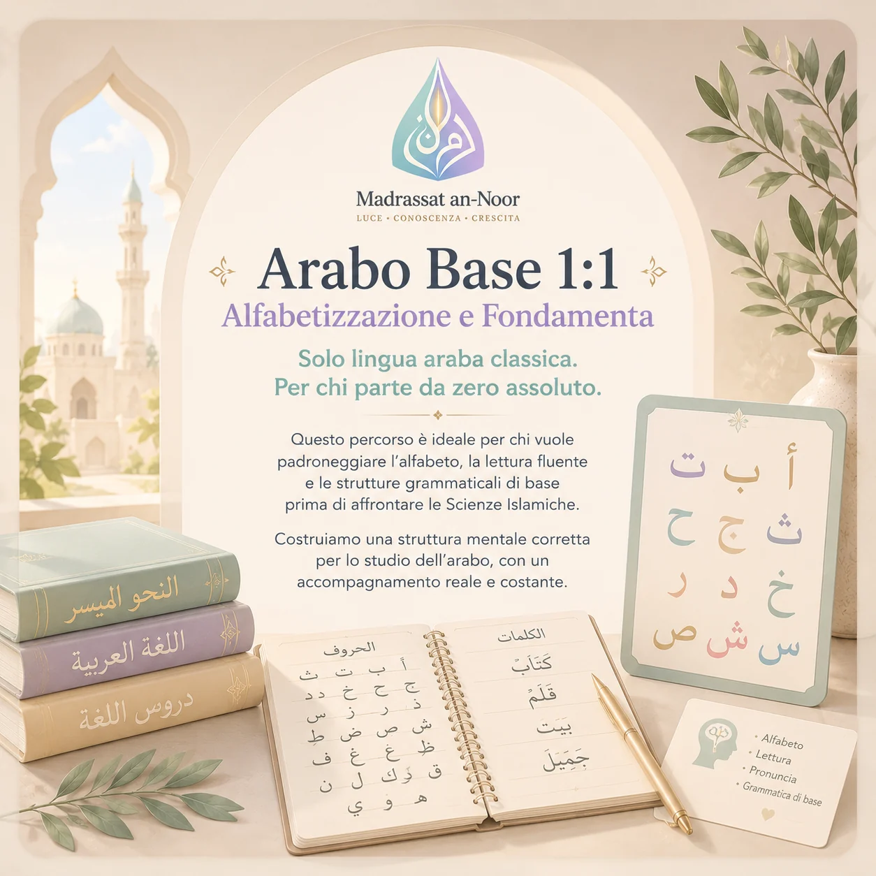 Copertina del percorso Arabo Base 1:1 di Madrassat an-Noor