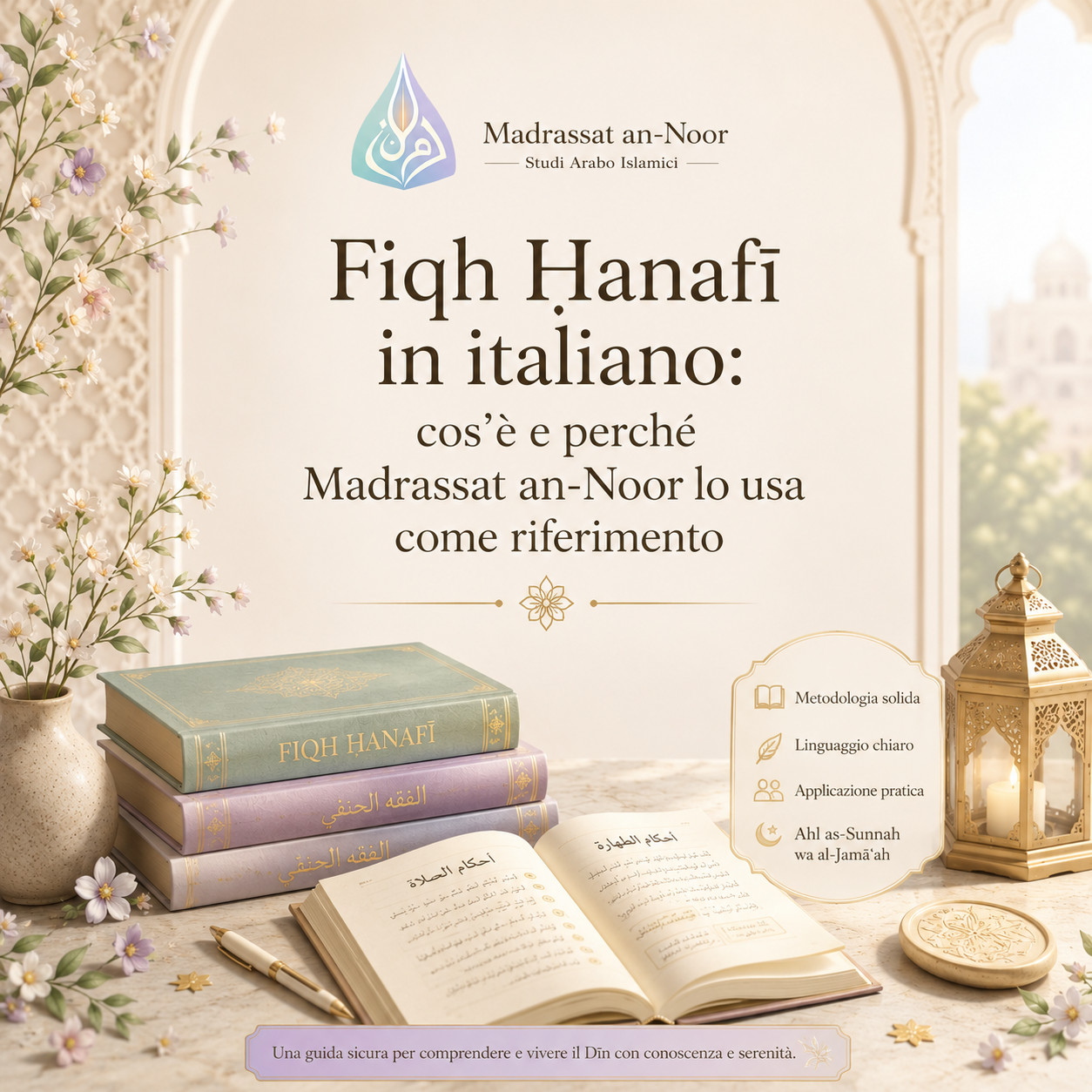 Illustrazione editoriale Madrassat an-Noor sul fiqh Hanafi in italiano